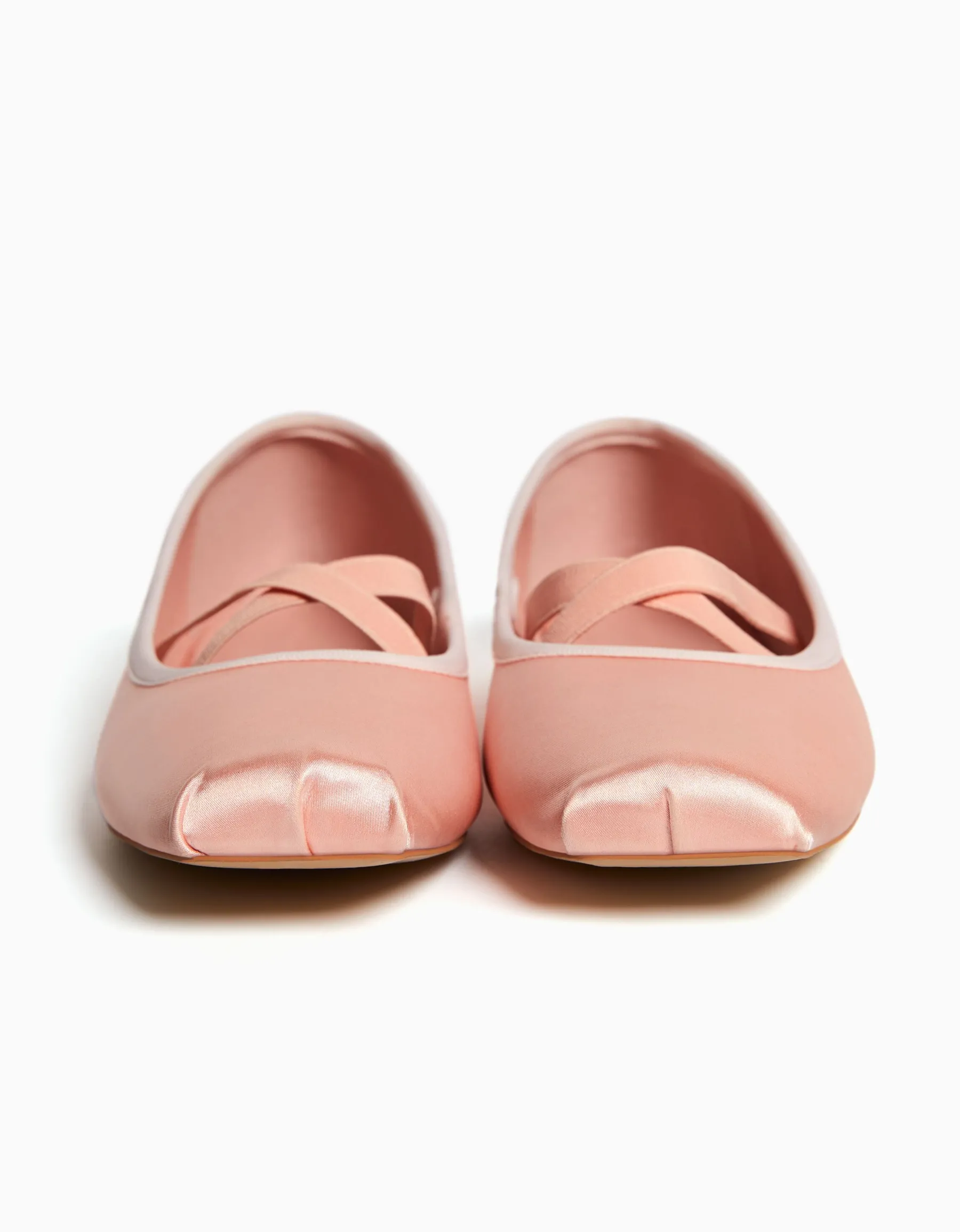BERSHKA Ballerines satinées élastiques Noir Best