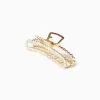 BERSHKA Barrette cheveux métal strass Or Sale