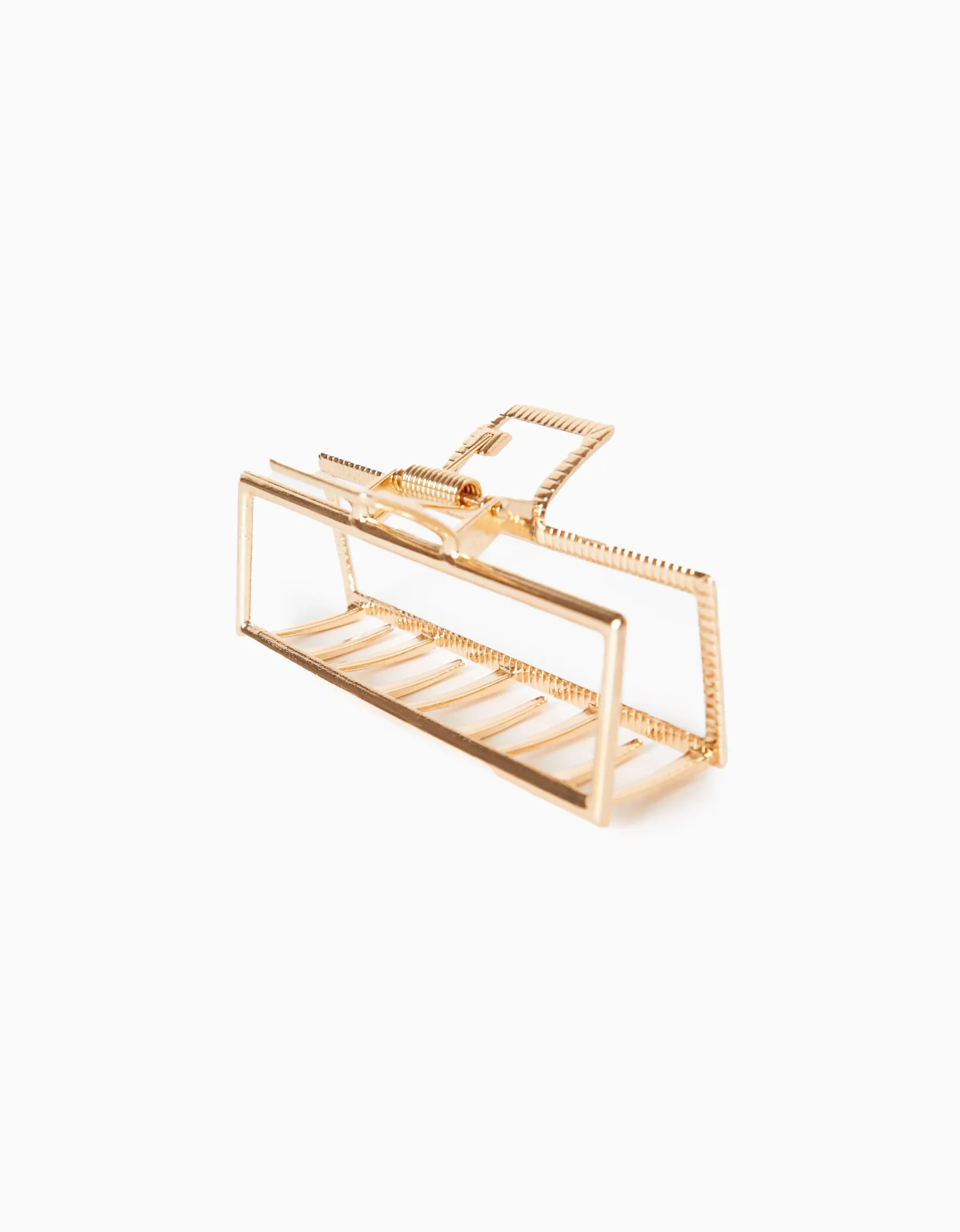 BERSHKA Barrette rectangulaire effet métal Or Sale