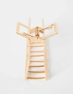 BERSHKA Barrette rectangulaire effet métal Or Sale