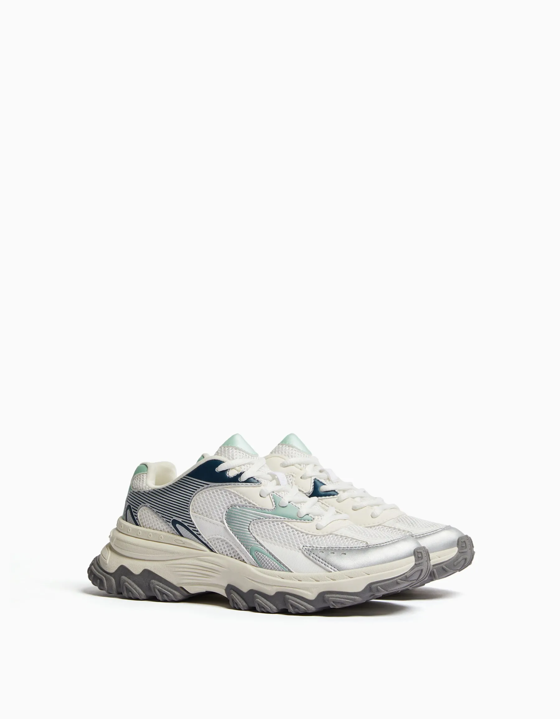 BERSHKA Baskets bimatière mesh Lime New