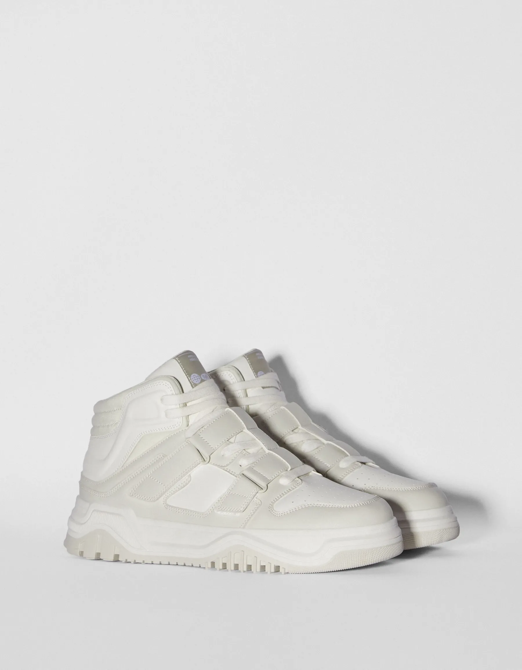 BERSHKA Baskets montantes à scratch homme Blanc Discount