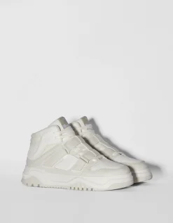 BERSHKA Baskets montantes à scratch homme Blanc Fashion