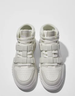 BERSHKA Baskets montantes à scratch homme Blanc Fashion