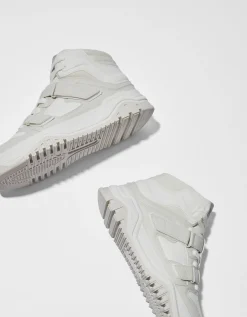 BERSHKA Baskets montantes à scratch homme Blanc Fashion