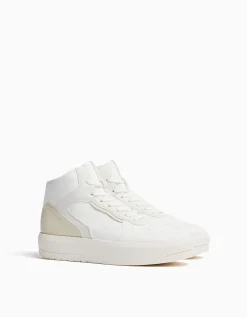 BERSHKA Baskets montantes bimatière Blanc Shop