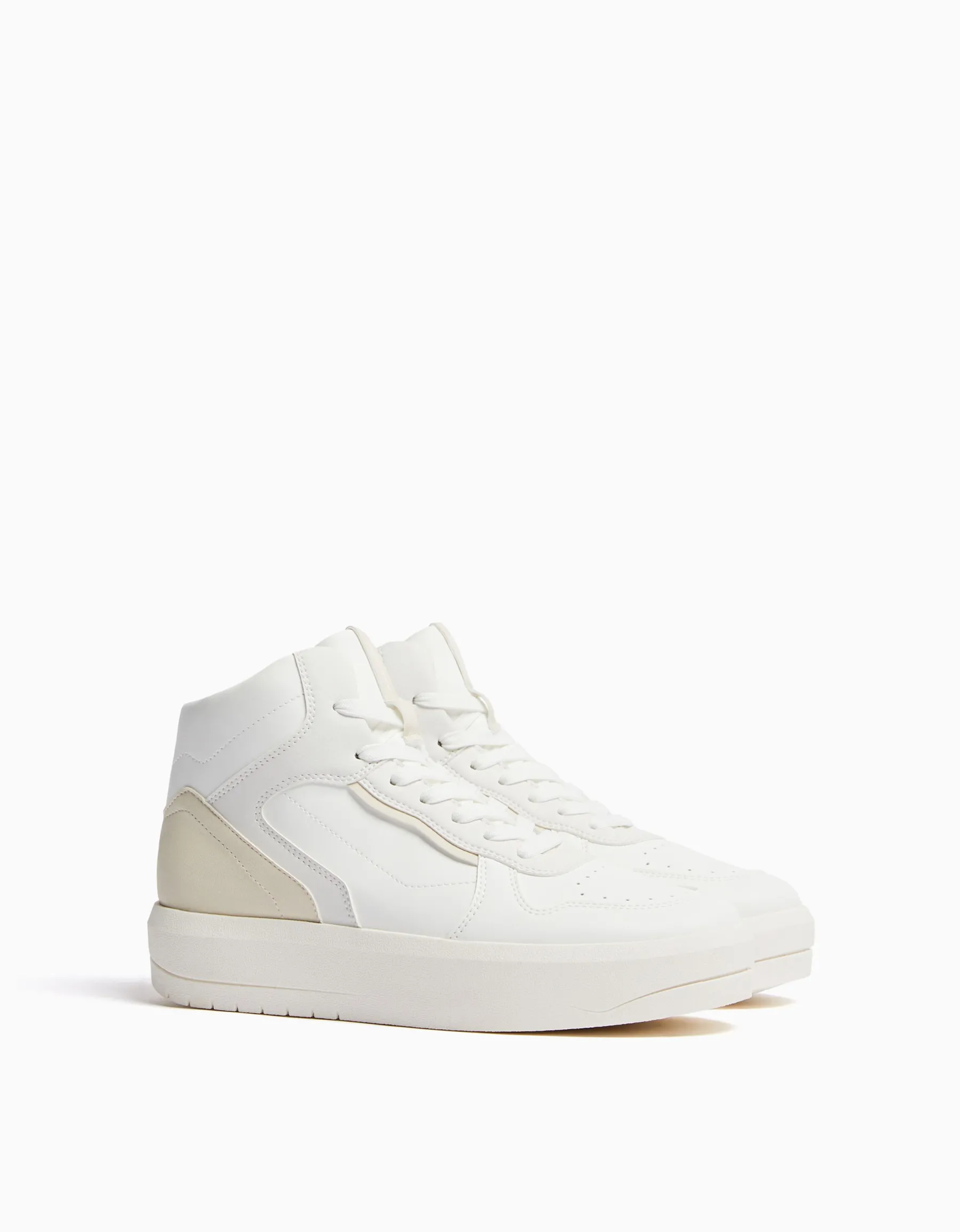 BERSHKA Baskets montantes bimatière Blanc Shop