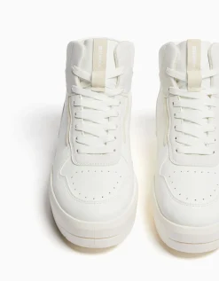 BERSHKA Baskets montantes bimatière Blanc Shop
