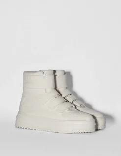 BERSHKA Baskets montantes homme Écru Outlet