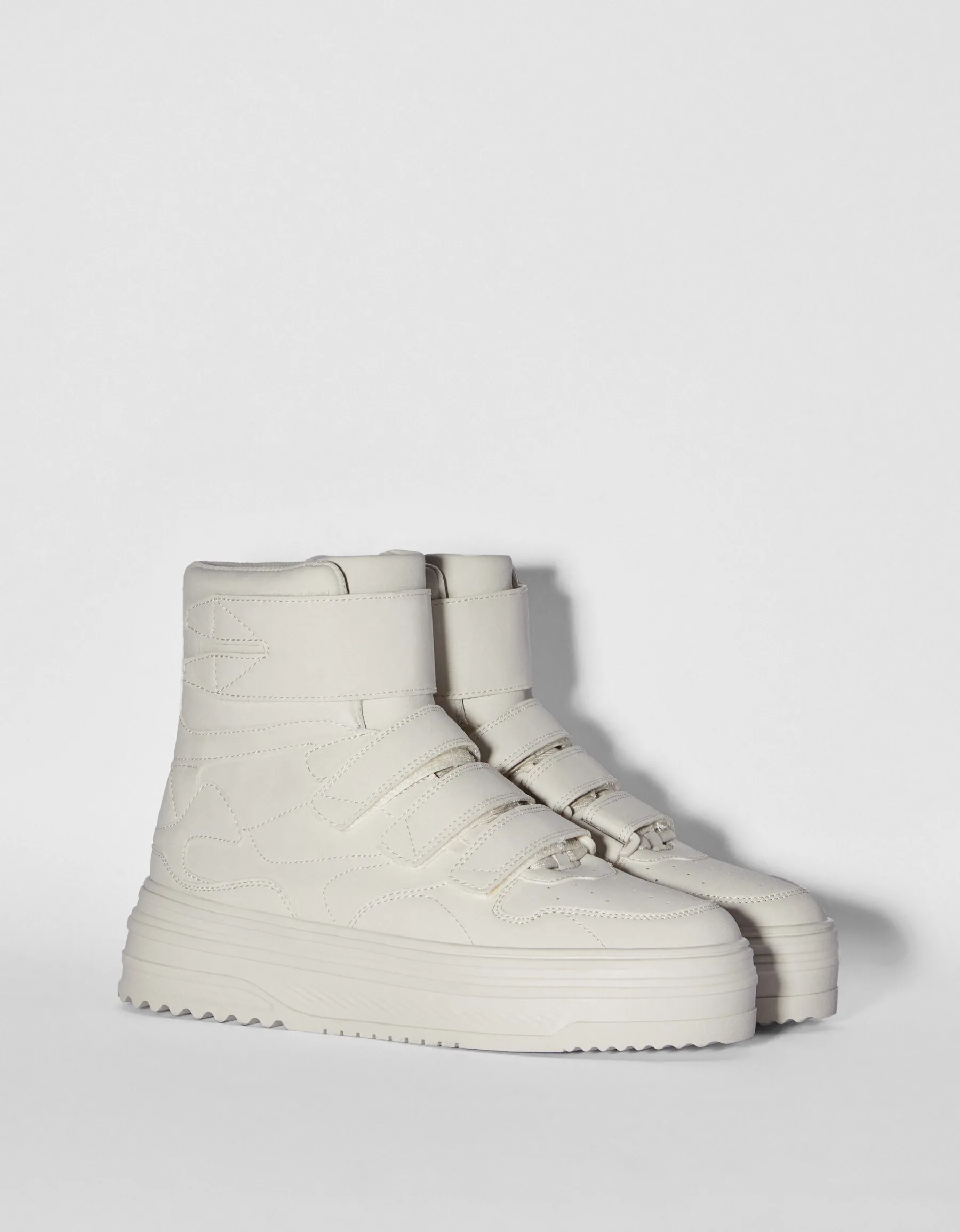 BERSHKA Baskets montantes homme Écru Cheap