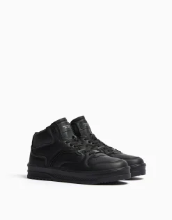 BERSHKA Baskets montantes multi-couches homme Noir Best
