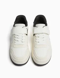BERSHKA Baskets perforées détail bride Blanc Sale