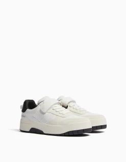 BERSHKA Baskets perforées détail bride Blanc Best Sale
