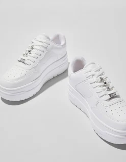 BERSHKA Baskets plateforme bijou Blanc Discount