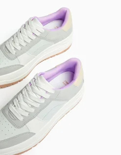 BERSHKA Baskets plateforme bimatière Multicouleur Best