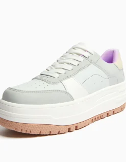 BERSHKA Baskets plateforme bimatière Multicouleur Best