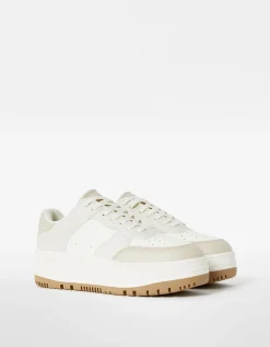 BERSHKA Baskets plateforme bimatière Multicouleur Outlet