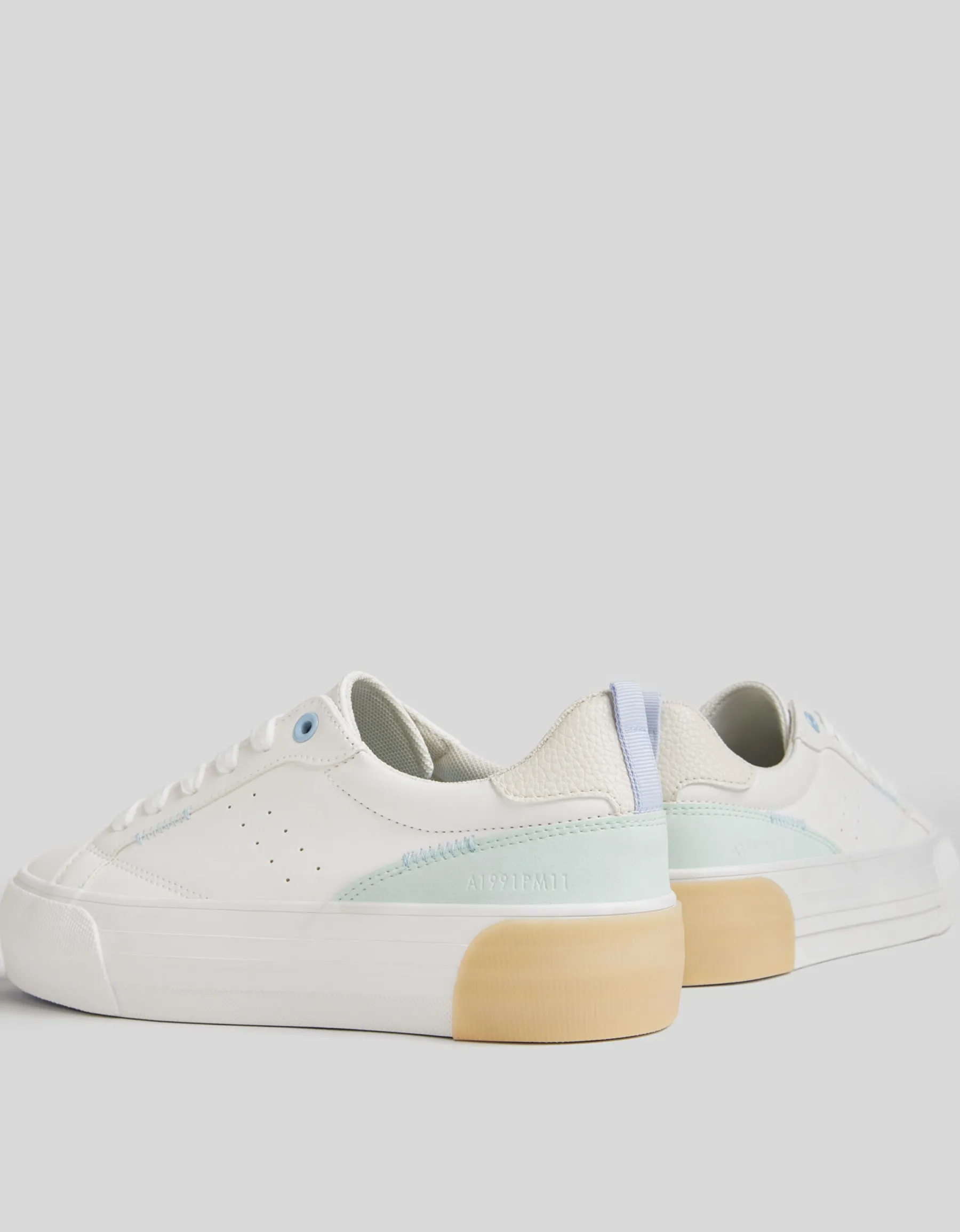 BERSHKA Baskets plateforme bimatière Blanc Clearance