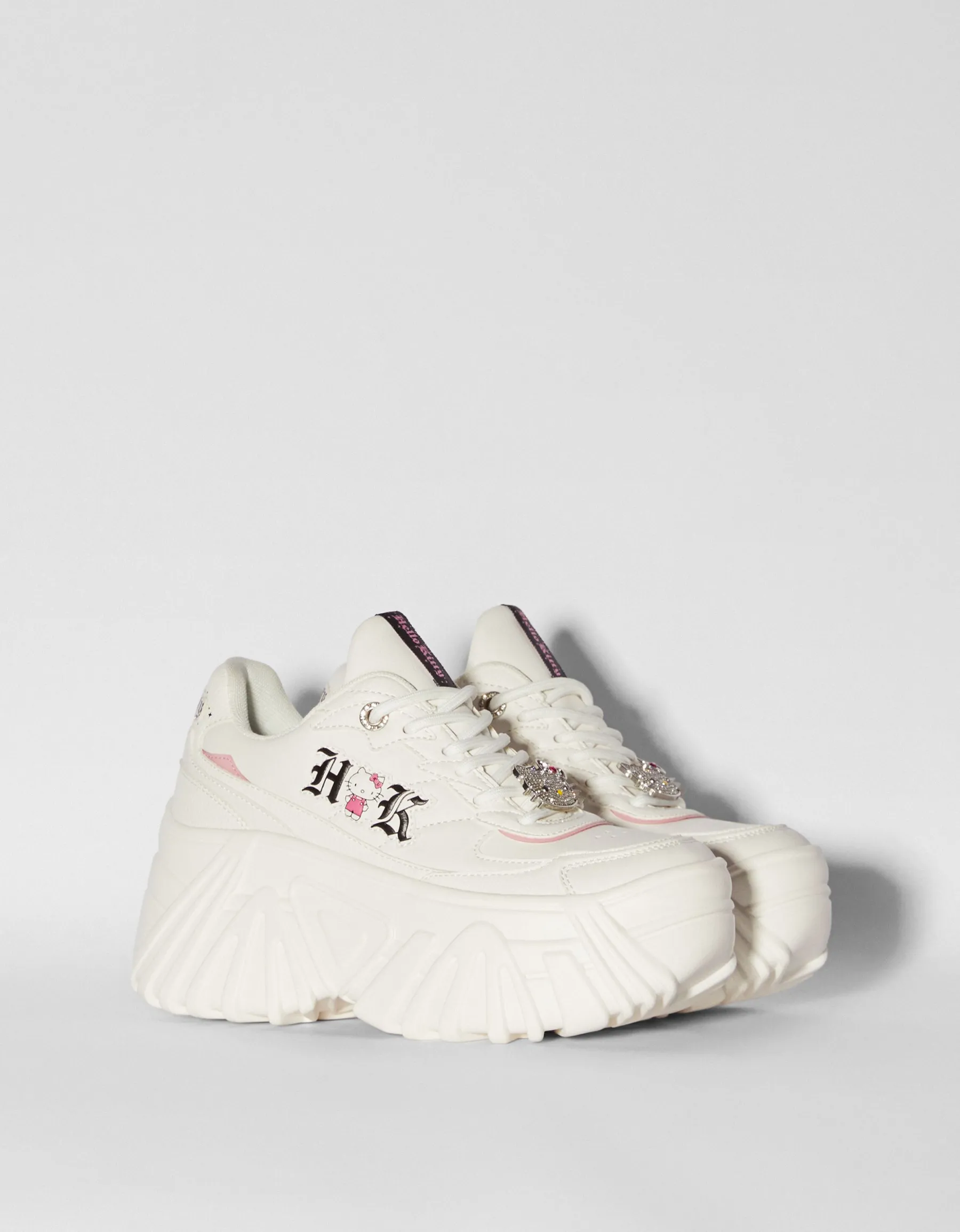 BERSHKA Baskets plateforme Hello Kitty bijou Blanc Cheap