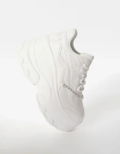 BERSHKA Baskets plateforme XL bride Blanc New