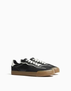 BERSHKA Baskets style rétro Noir Clearance