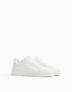BERSHKA Baskets unies homme. Blanc Outlet