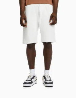 BERSHKA Bermuda basique molleton Blanc Store