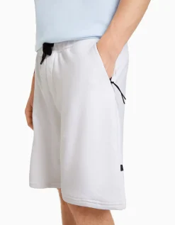 BERSHKA Bermuda cargo molleton Blanc Store