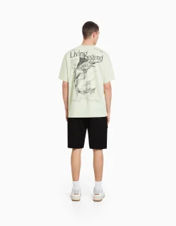 BERSHKA Bermuda cargo molleton Blanc Store