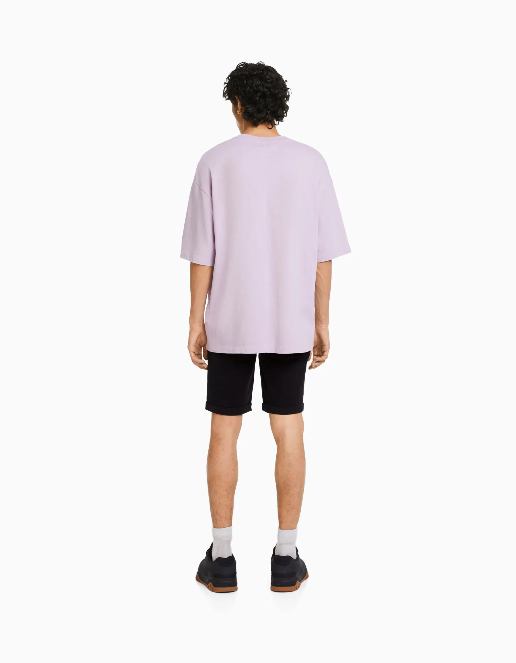 BERSHKA Bermuda denim skinny retroussé Bleu Store