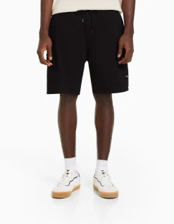BERSHKA Bermuda jogger cargo Noir Hot