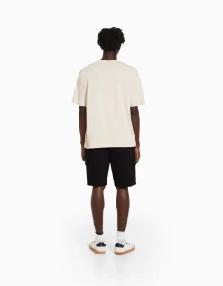 BERSHKA Bermuda jogger cargo Noir Hot