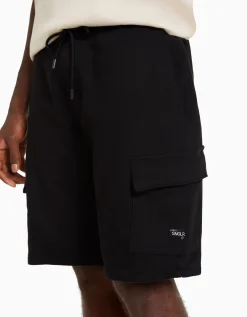 BERSHKA Bermuda jogger cargo Noir Hot