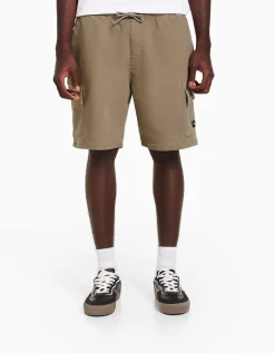 BERSHKA Bermuda jogger cargo Noir Fashion
