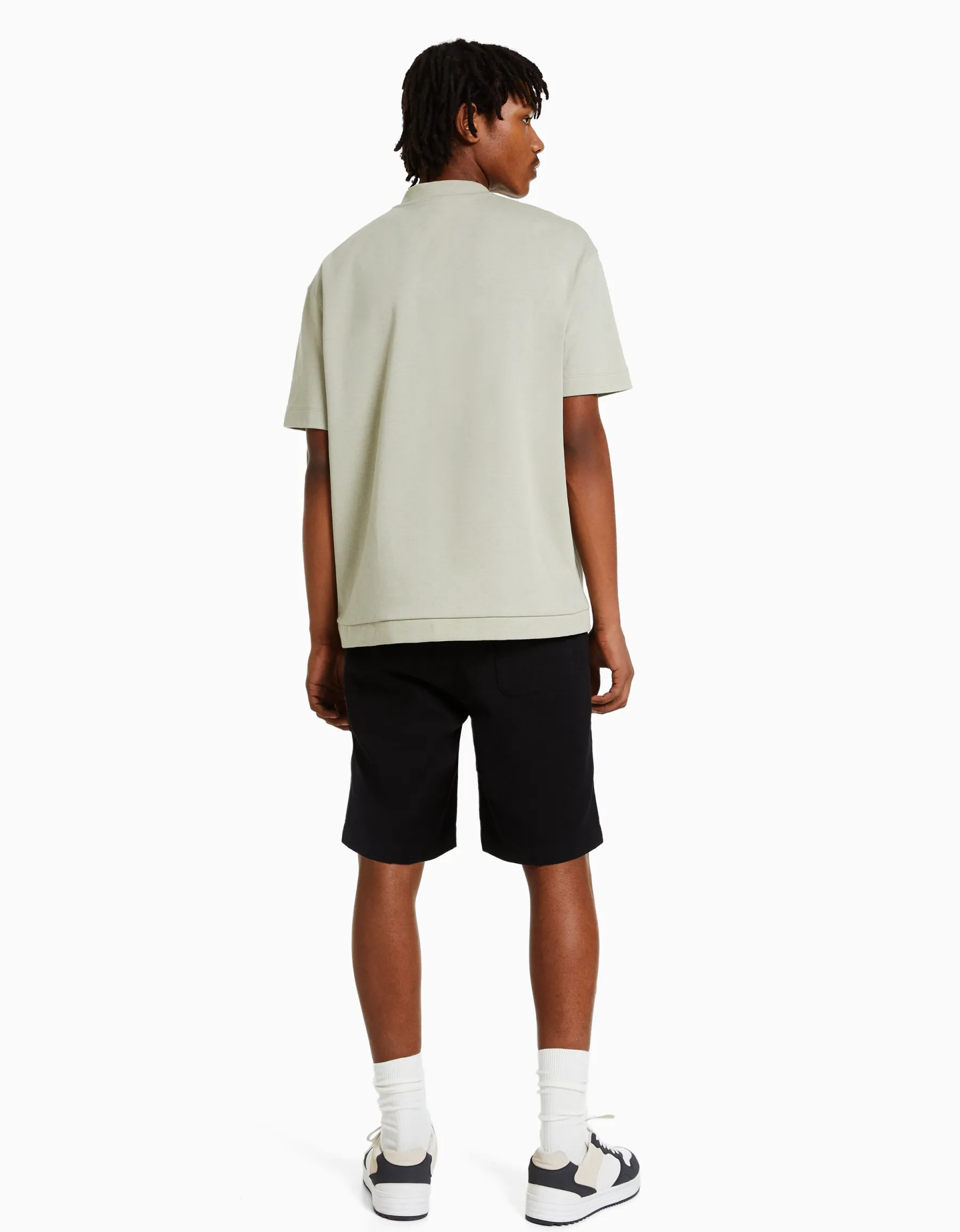 BERSHKA Bermuda jogger effet rustique Blanc Cheap