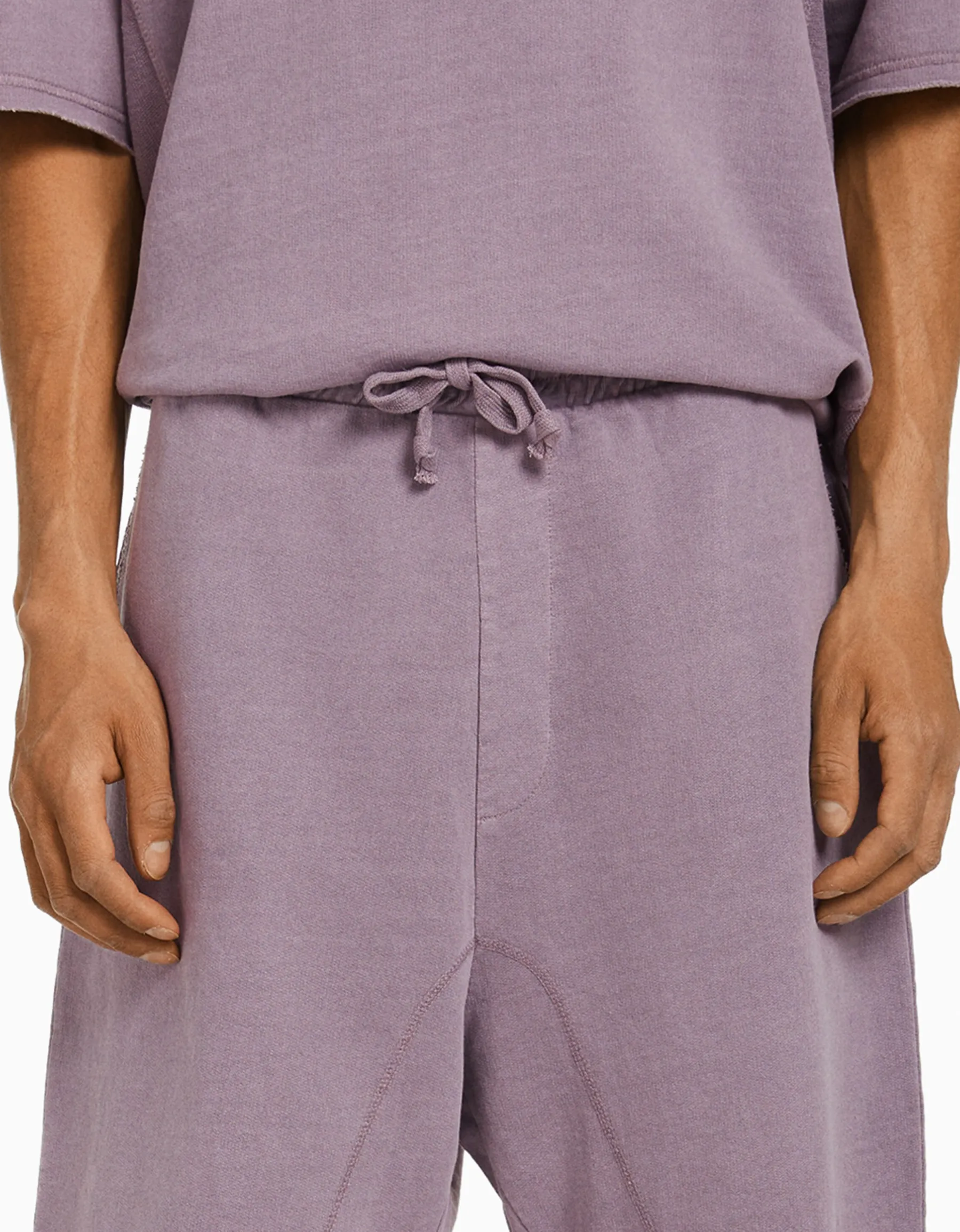 BERSHKA Bermuda molleton effet délavé Blanc Hot