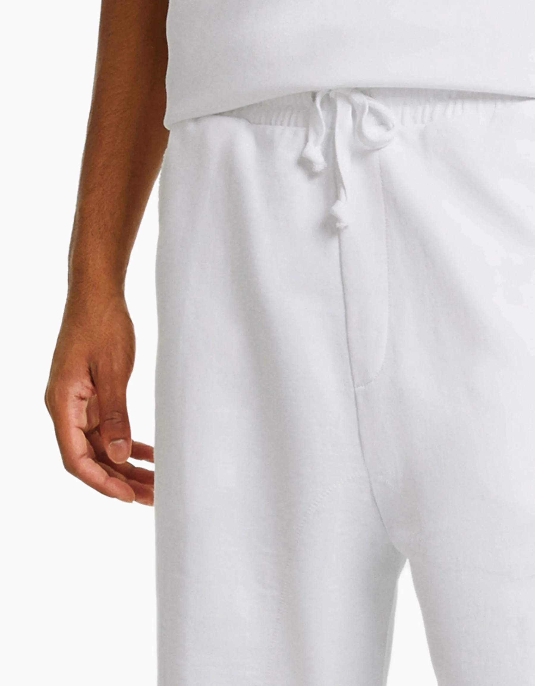 BERSHKA Bermuda molleton effet délavé Blanc New