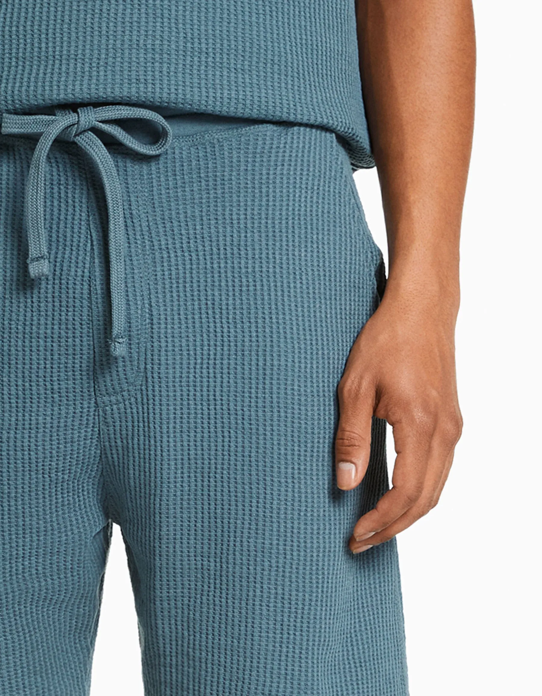 BERSHKA Bermuda molleton gaufré Blanc cassé Clearance