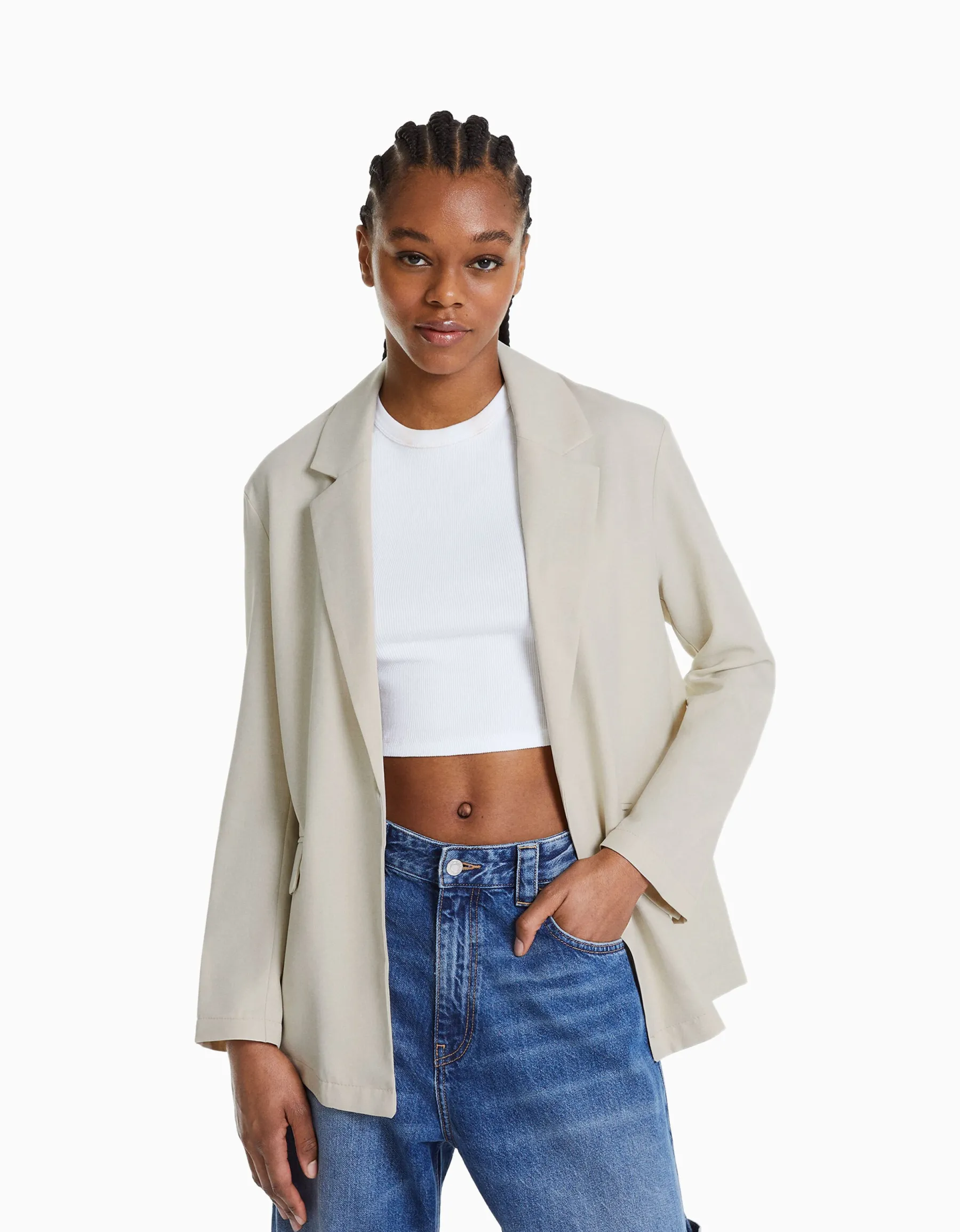 BERSHKA Blazer fluide coupe féminine Pierre Outlet