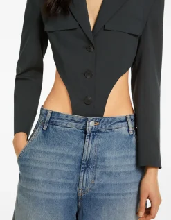 BERSHKA Blazer tailoring body Gris Outlet