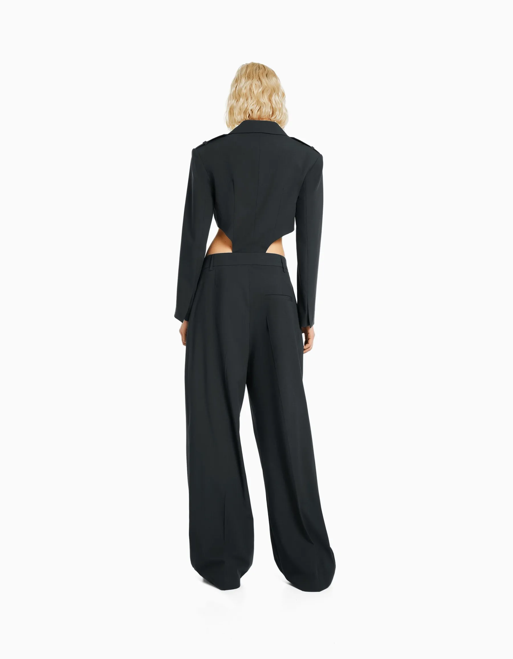 BERSHKA Blazer tailoring body Gris Flash Sale