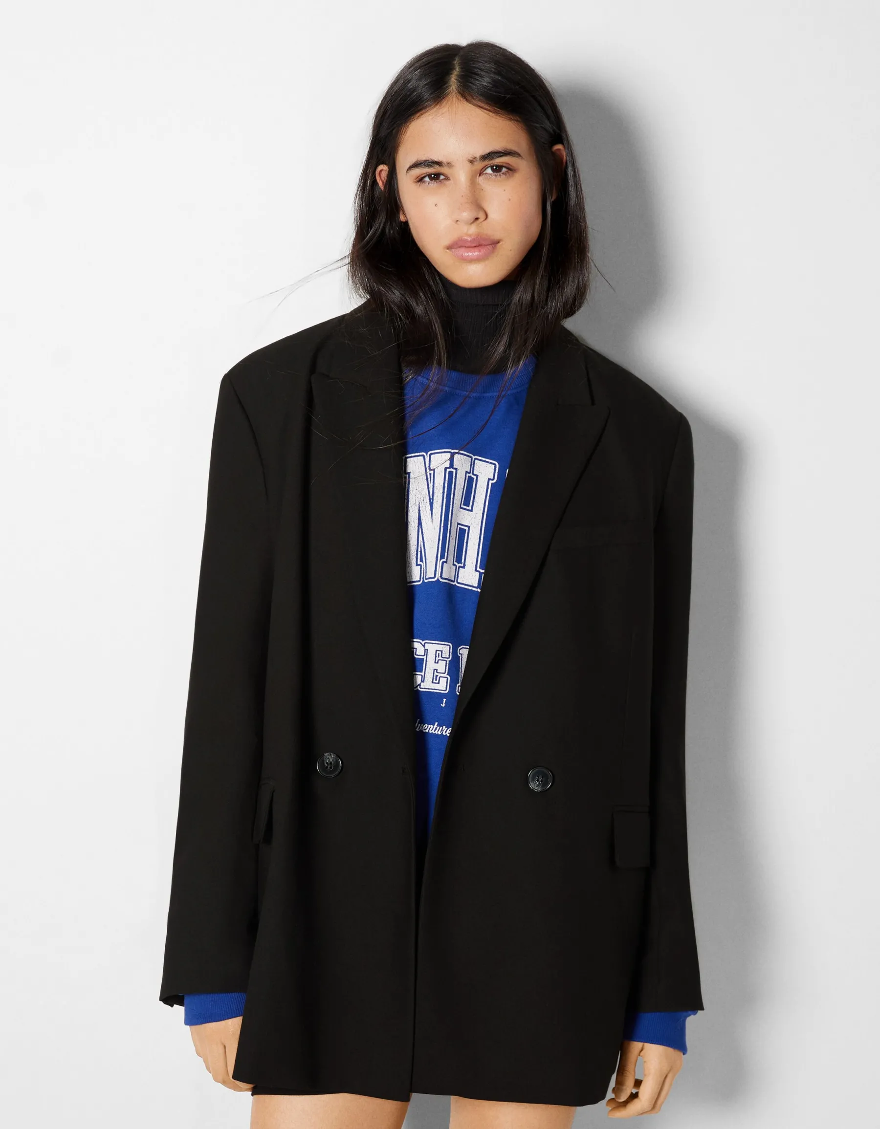 BERSHKA Blazer tailoring boutons Noir Flash Sale