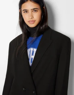 BERSHKA Blazer tailoring boutons Noir Flash Sale