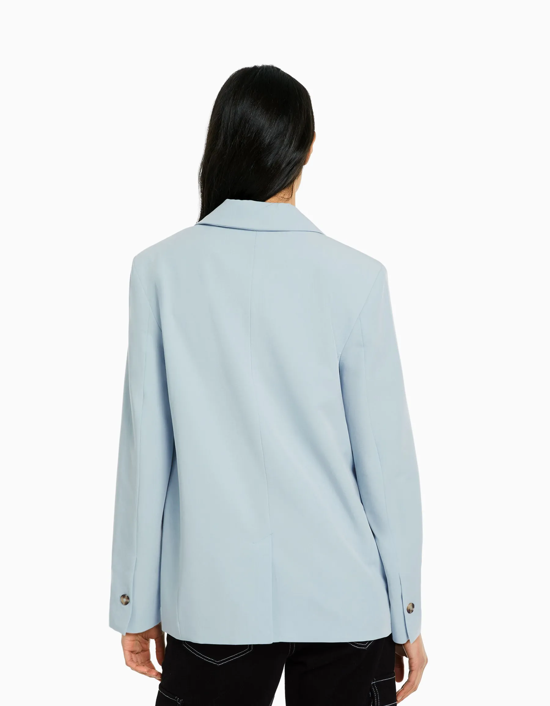BERSHKA Blazer tailoring croisé regular fit coupe féminine Sable Cheap