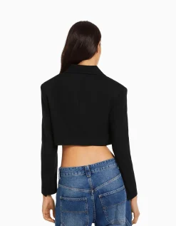 BERSHKA Blazer tailoring cropped serge Rose Sale