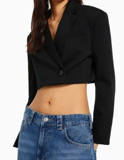 BERSHKA Blazer tailoring cropped serge Rose Online
