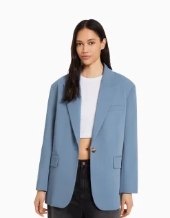 BERSHKA Blazer tailoring oversize coupe masculine Kaki Best