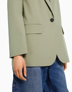 BERSHKA Blazer tailoring oversize coupe masculine Kaki Fashion