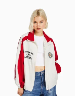 BERSHKA Blouson bandes contrastes Marine Sale