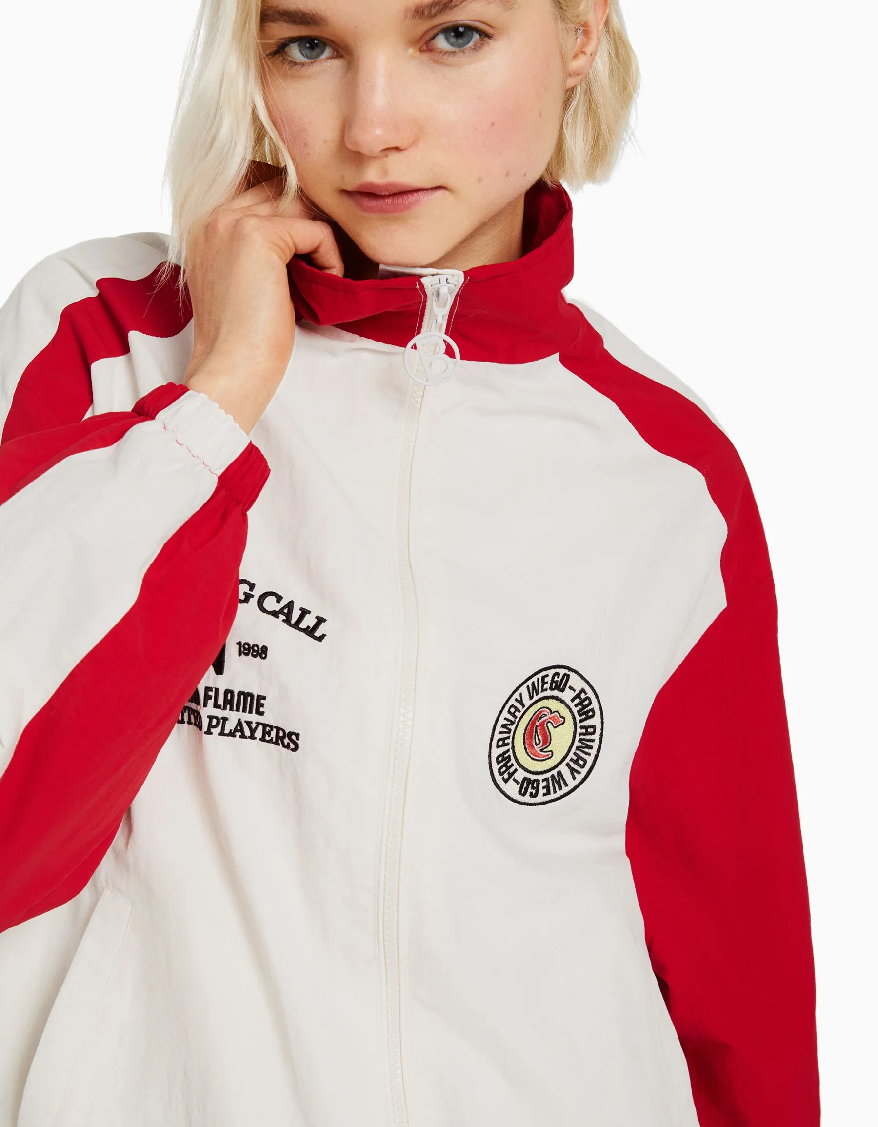 BERSHKA Blouson bandes contrastes Marine Sale